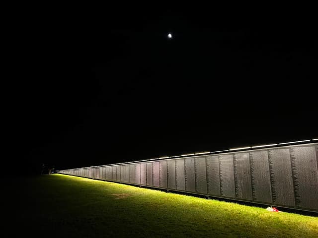 The Wall lit beneath the moon at Blue Tip Park
